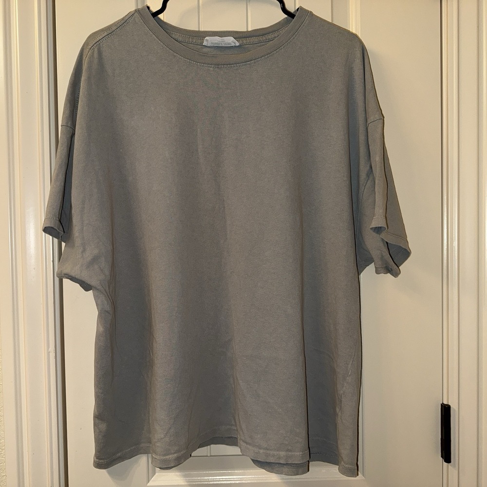 Double Zero Mineral Wash Oversized T-Shirt Gray Spicy Small Cotton Boxy Tee